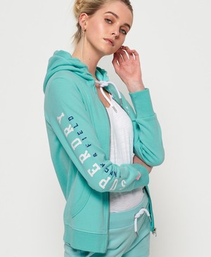 Superdry Track And Field Lightweight Cipzár Női Kapucnis Pulóver Menta | SLIRH5793